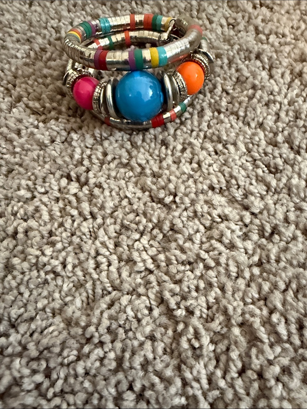 Sassy Jones Beaded Coil Bracelet - Blue, Pink & Orange